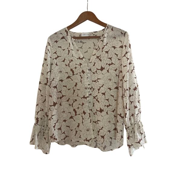 CHRISTY LYNN ($375 from Revolve) Printed 1005 Silk Peasant Blouse size S Small - Picture 1 of 5